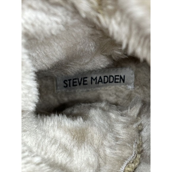 Women’s Steve Madden Knit Boots Slippers Beige Size 10 Soft Furry Inside - Picture 6 of 7